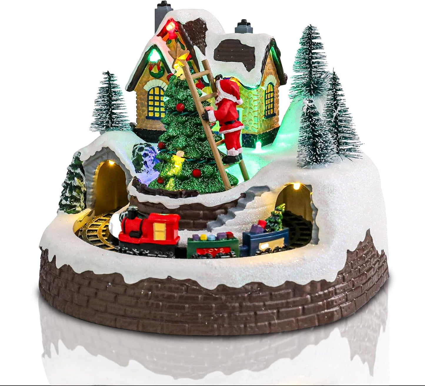 Bdor Nativity Scene Christmas Decoration, 11.4x3.5x7 Inch Lighted Jesus Birth Display, Holy Family Christmas Tabletop Decoration, Electric Manger Scene with LED Lights