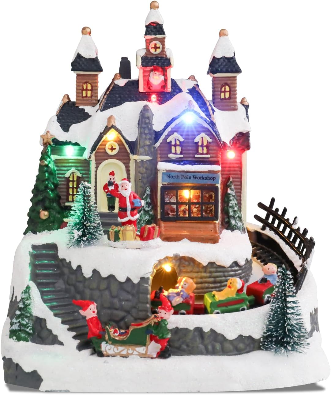 Bdor Nativity Scene Christmas Decoration, 11.4x3.5x7 Inch Lighted Jesus Birth Display, Holy Family Christmas Tabletop Decoration, Electric Manger Scene with LED Lights