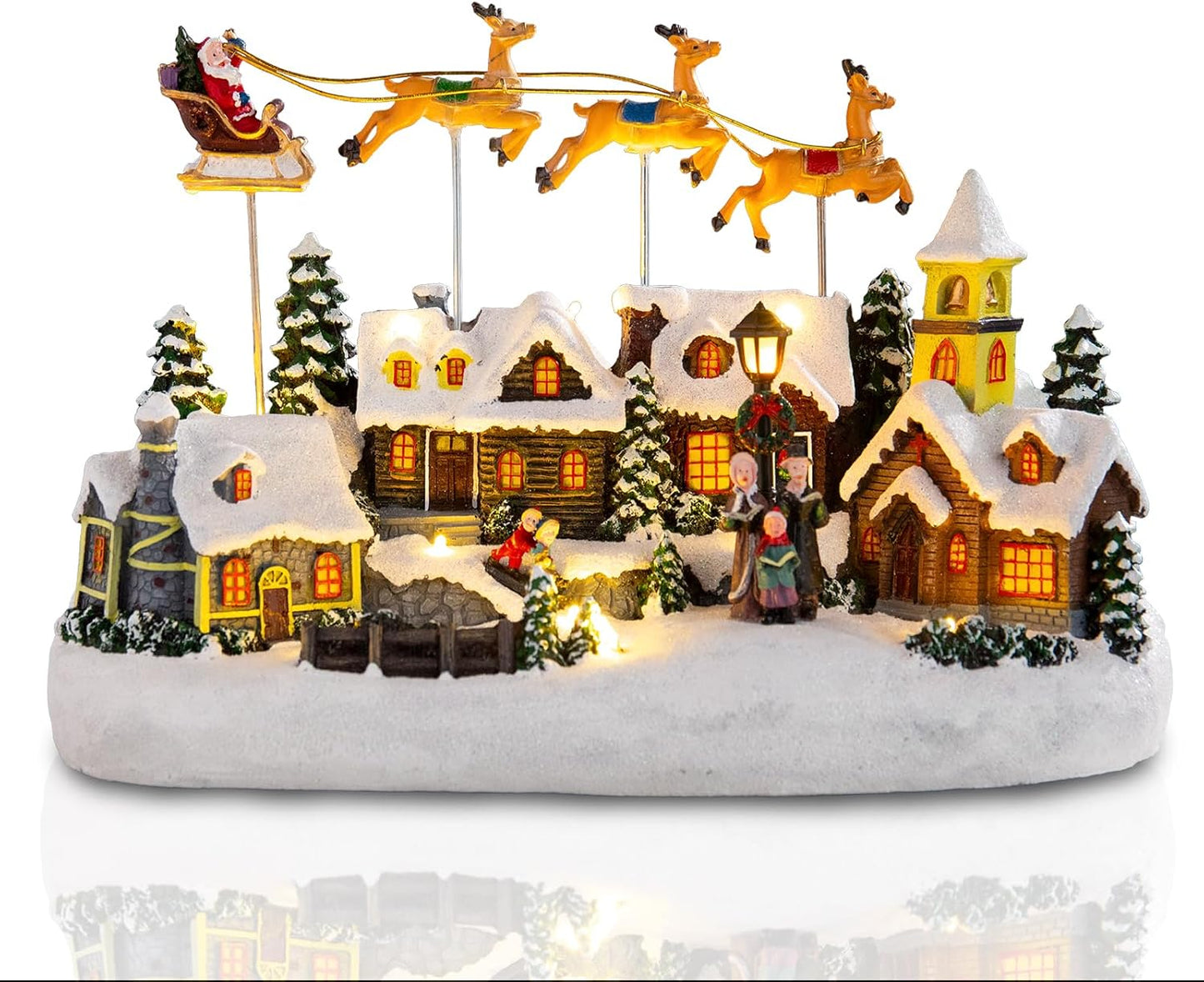 Bdor Nativity Scene Christmas Decoration, 11.4x3.5x7 Inch Lighted Jesus Birth Display, Holy Family Christmas Tabletop Decoration, Electric Manger Scene with LED Lights