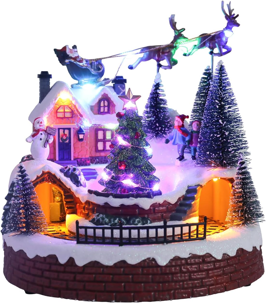 Bdor Nativity Scene Christmas Decoration, 11.4x3.5x7 Inch Lighted Jesus Birth Display, Holy Family Christmas Tabletop Decoration, Electric Manger Scene with LED Lights