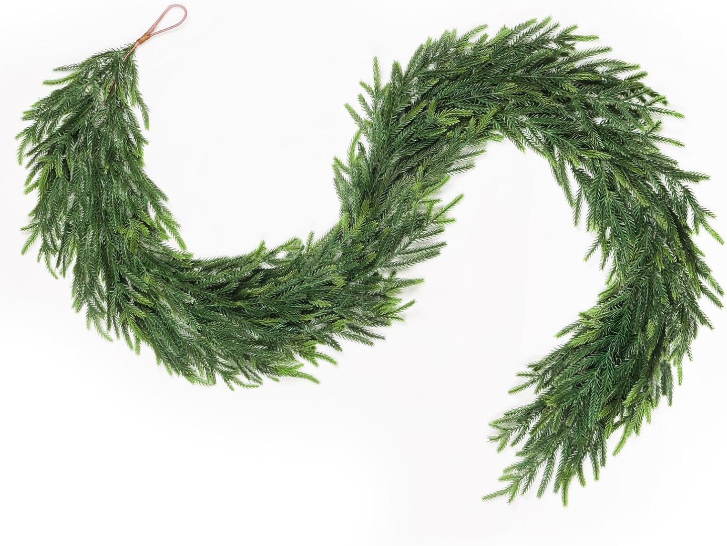 12FT(2 * 6FT) Christmas Norfolk Pine Garland, Real Touch Faux Green Garlands, Winter Artificial Greenery Garland for Mantle, Stairs, Table, Fireplace, Indoor & Outdoor Xmas Decorations