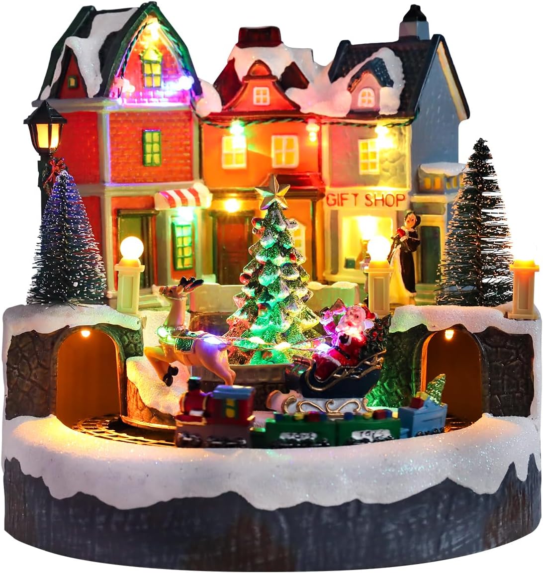 Bdor Nativity Scene Christmas Decoration, 11.4x3.5x7 Inch Lighted Jesus Birth Display, Holy Family Christmas Tabletop Decoration, Electric Manger Scene with LED Lights
