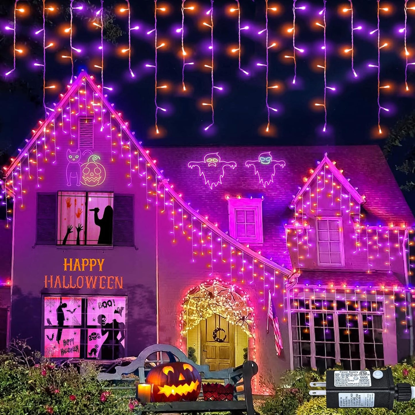 Warm White Christmas Lights Outdoor, 66ft 640 LED Icicle Lights for Outside House with Connectable Clear Wire 8 Modes Timer, Plug in Waterproof for Eaves Yard Party Indoor Holiday Decoration