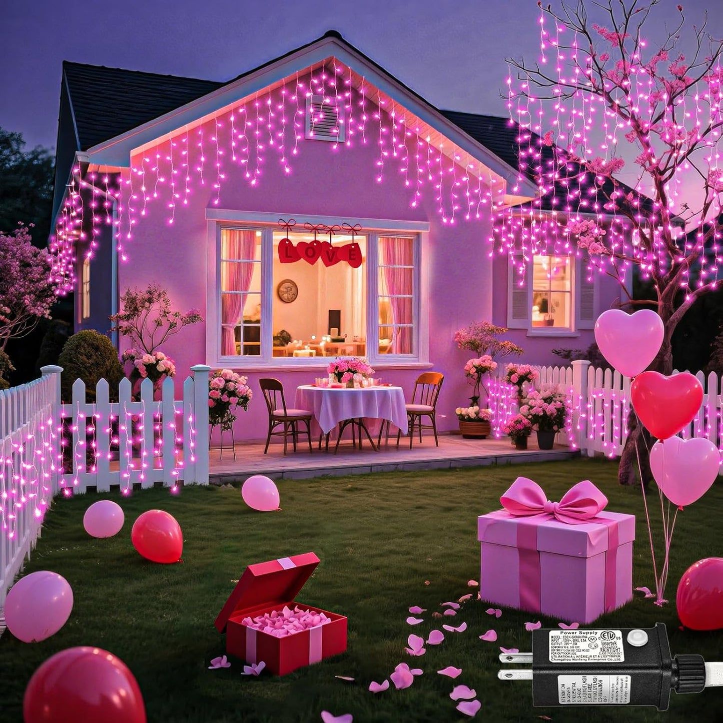Warm White Christmas Lights Outdoor, 66ft 640 LED Icicle Lights for Outside House with Connectable Clear Wire 8 Modes Timer, Plug in Waterproof for Eaves Yard Party Indoor Holiday Decoration