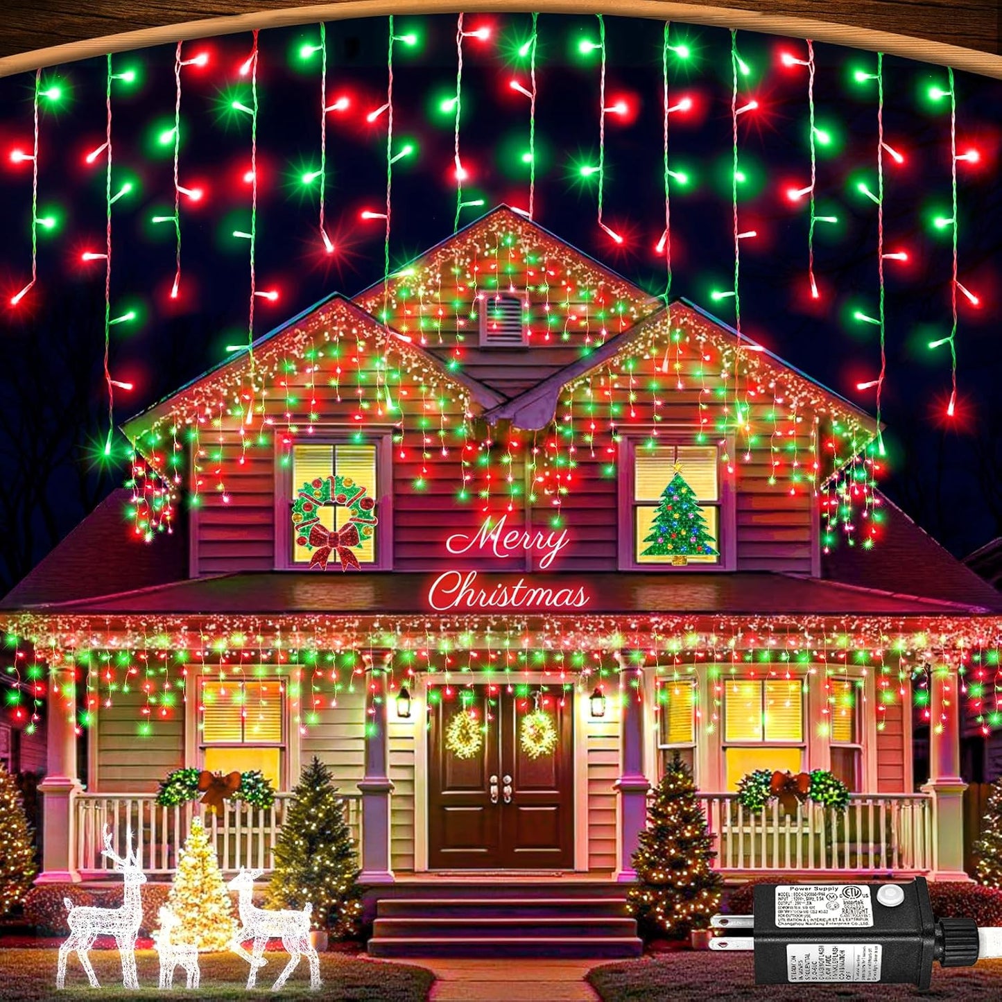 Warm White Christmas Lights Outdoor, 66ft 640 LED Icicle Lights for Outside House with Connectable Clear Wire 8 Modes Timer, Plug in Waterproof for Eaves Yard Party Indoor Holiday Decoration