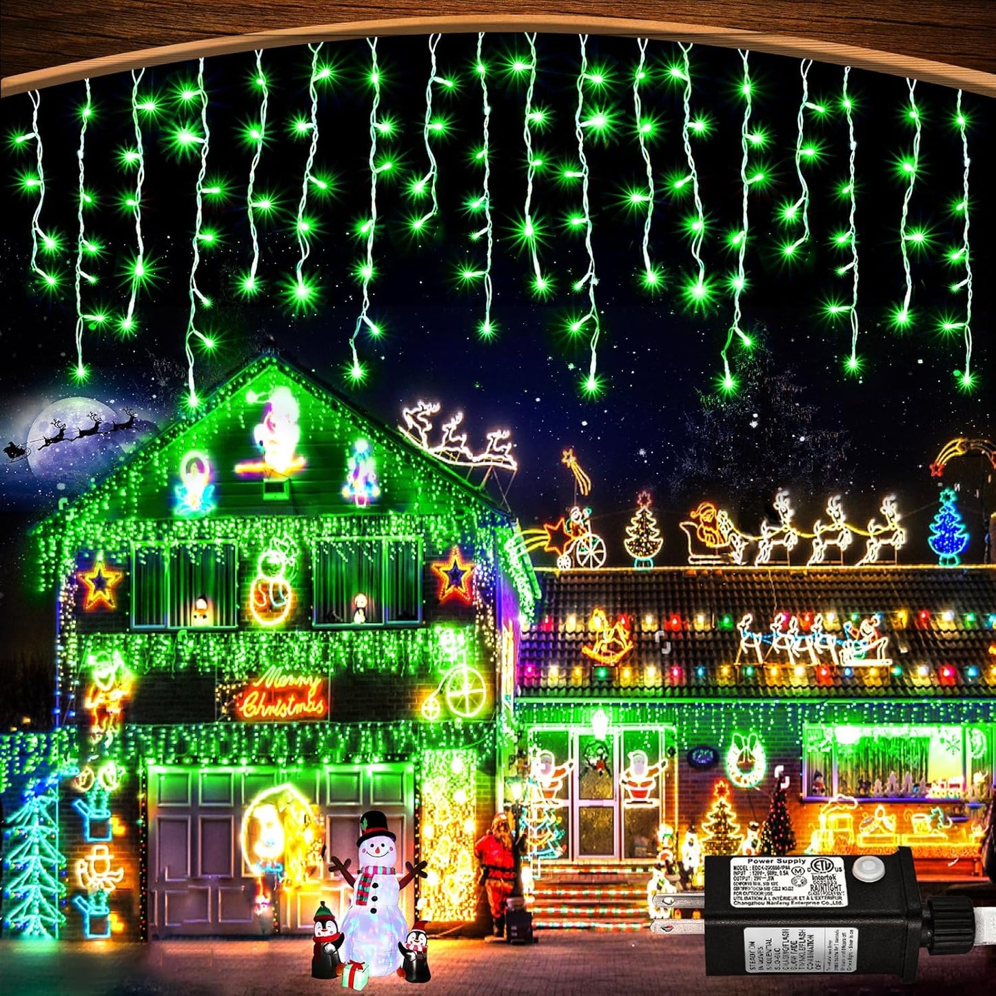 Warm White Christmas Lights Outdoor, 66ft 640 LED Icicle Lights for Outside House with Connectable Clear Wire 8 Modes Timer, Plug in Waterproof for Eaves Yard Party Indoor Holiday Decoration